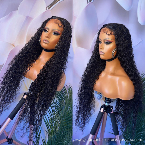 Cheap Wholesale Deep Wave Raw Brazilian Virgin Human Hair Full Hd Curly Lace Front Wig Cheap Lace Closure Wig For Black Women